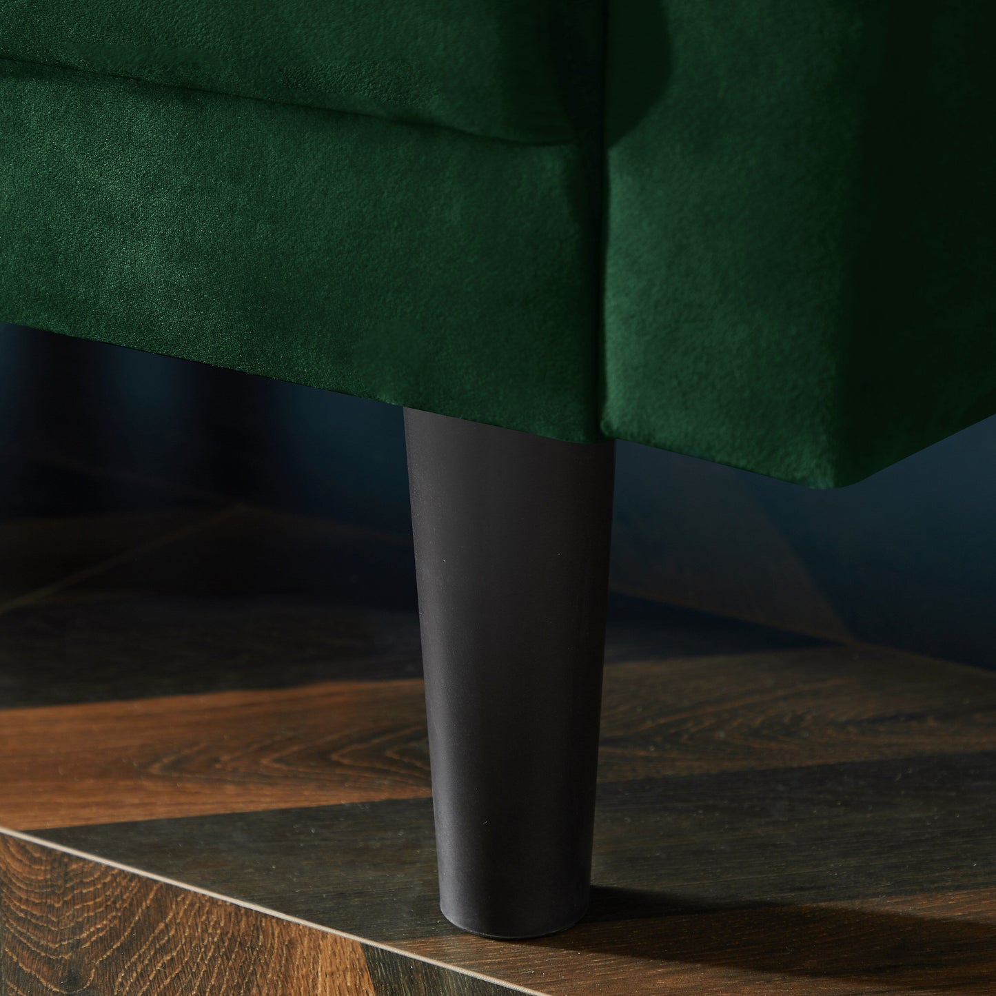 Divano componibile reversibile in velluto verde da 106,7'' a 3 posti con divano letto, chaise longue, schienale regolabile e cuscini