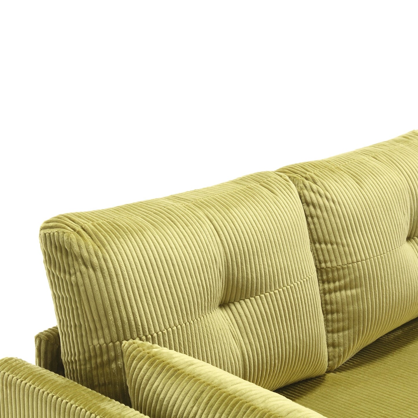 Divano a 3 posti a forma di L in velluto a coste verde da 81,1'', con chaise longue reversibile, sedili contenitore, struttura in legno massello