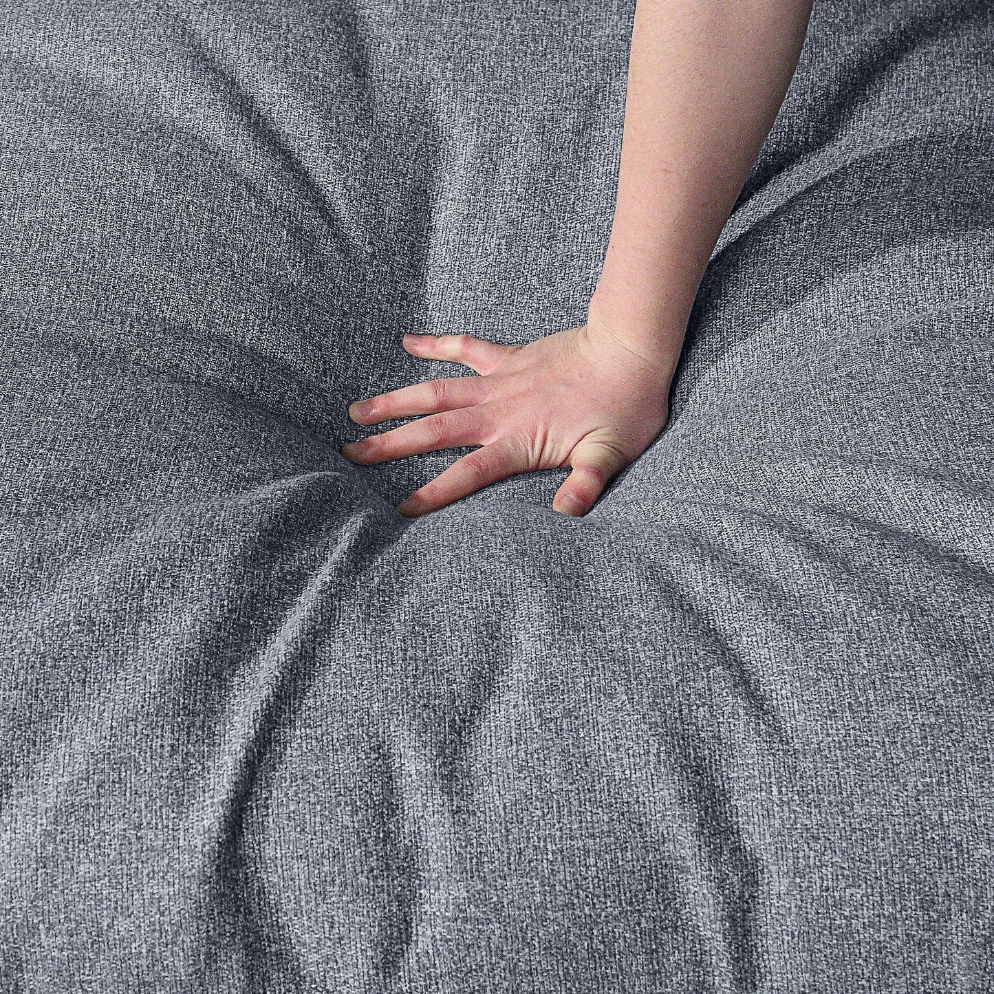 Divano componibile modulare a 4 posti in lino grigio moderno 155,9 con cuscini per soggiorno