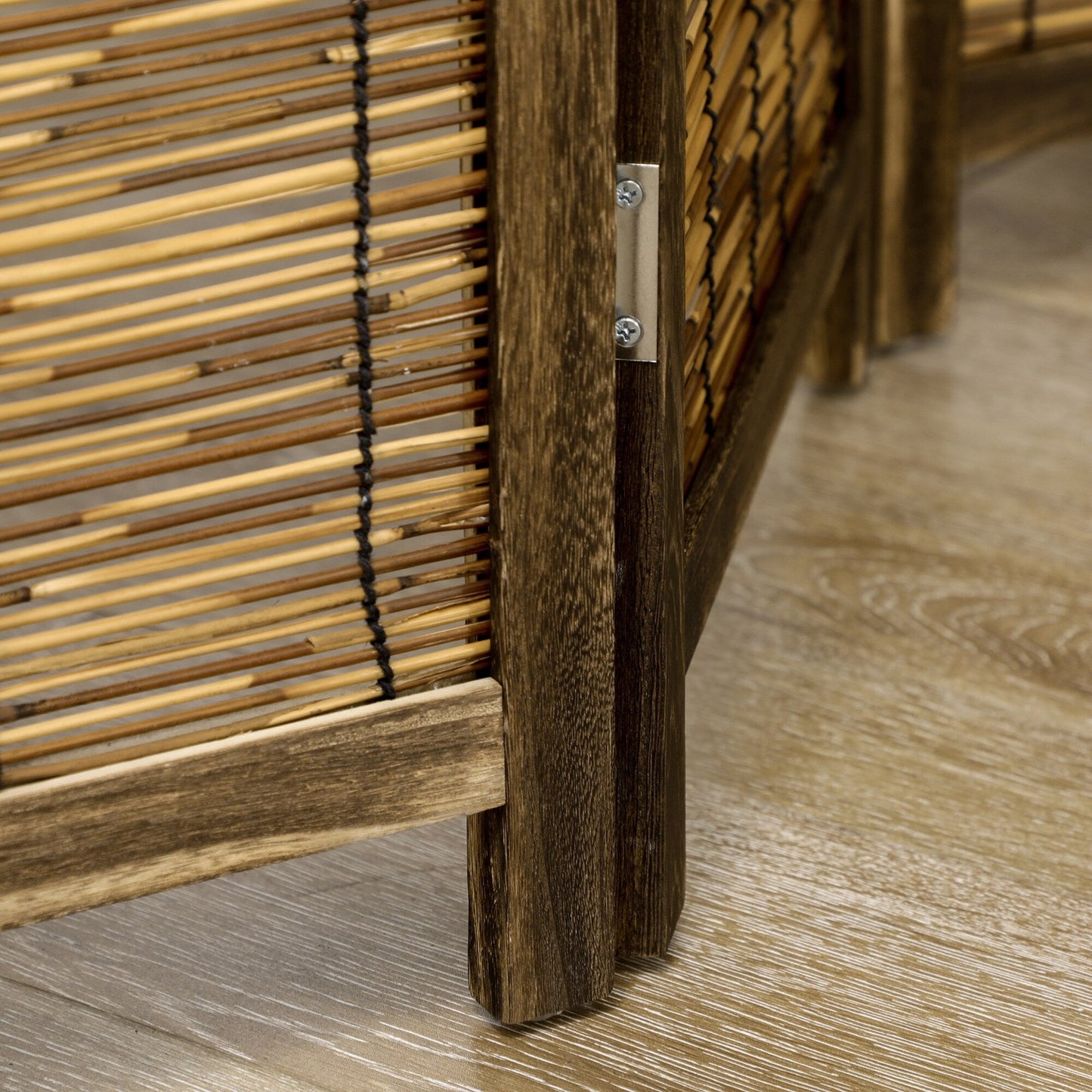 HOMCOM Divisorio per ambienti a 4 pannelli, schermi pieghevoli portatili alti 5,5 piedi, in legno e tessuto a mano, marrone