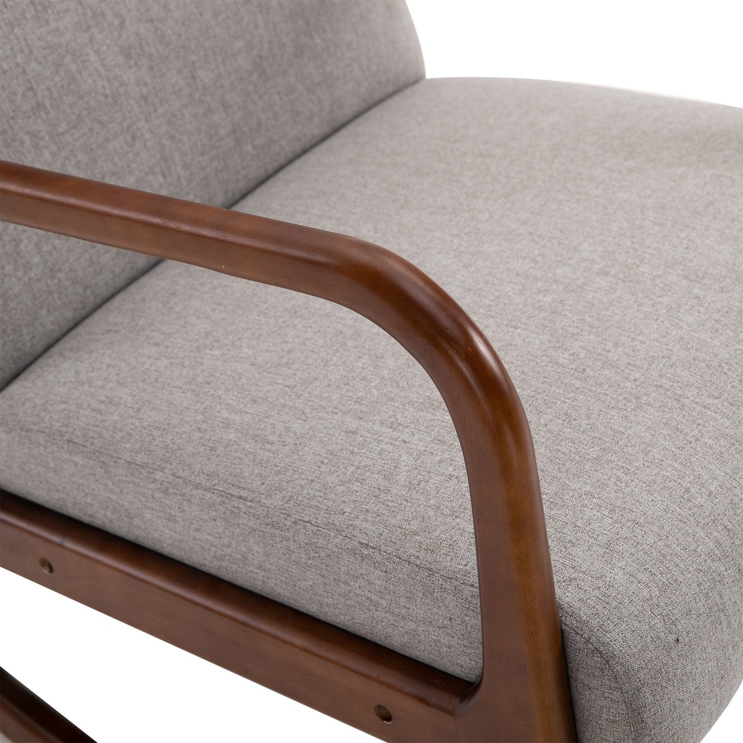 Sedia a dondolo HOMCOM con base in legno curvato, sedia a dondolo in tessuto con seduta imbottita, arredamento per la casa, camera da letto, soggiorno, relax