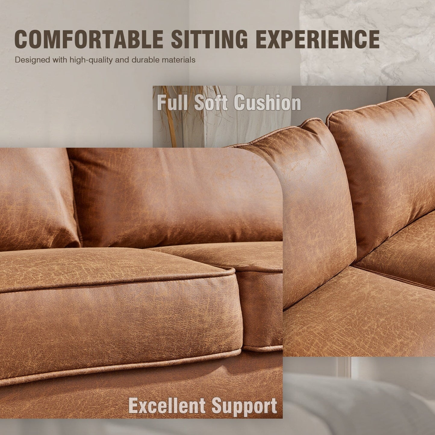 Divano in pelle scamosciata di metà secolo con chaise longue HOOOWOOO Living Room Furniture