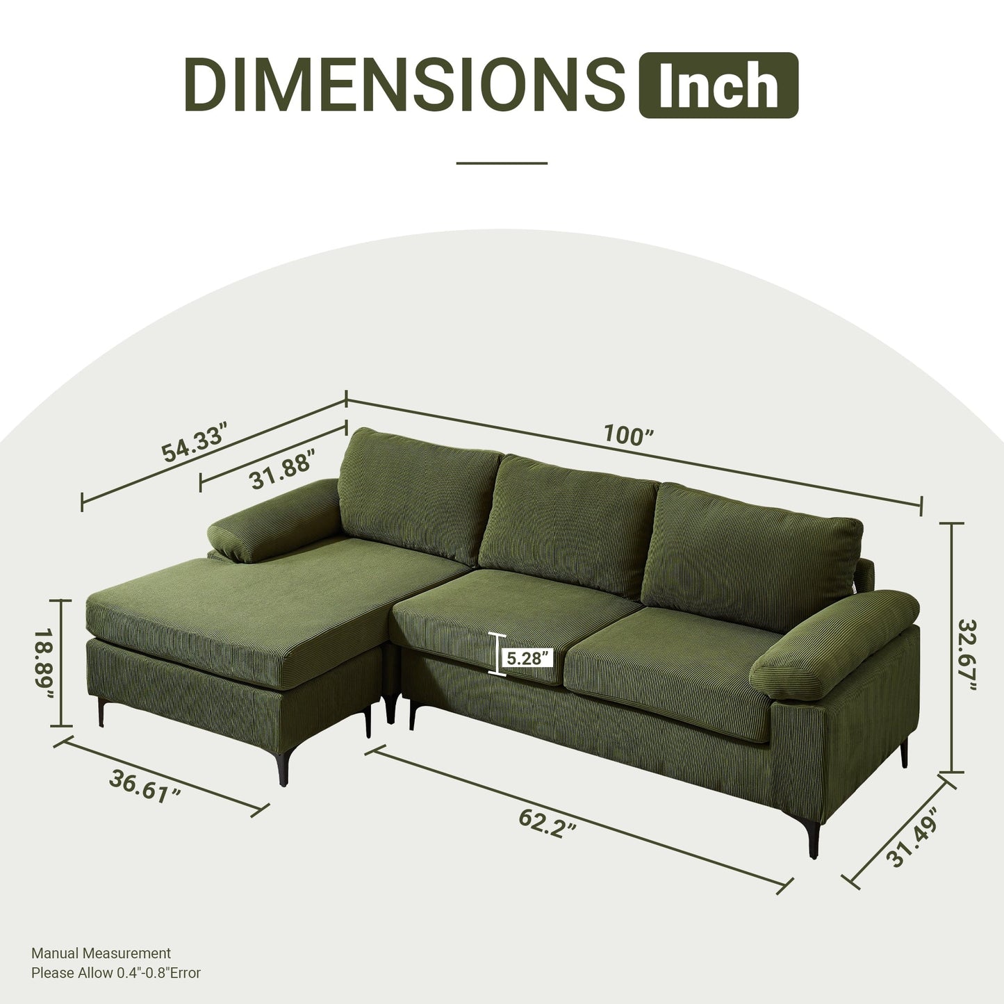 Divano chaise longue moderno convertibile in poliestere HOOOWOOO con gambe in metallo per soggiorno