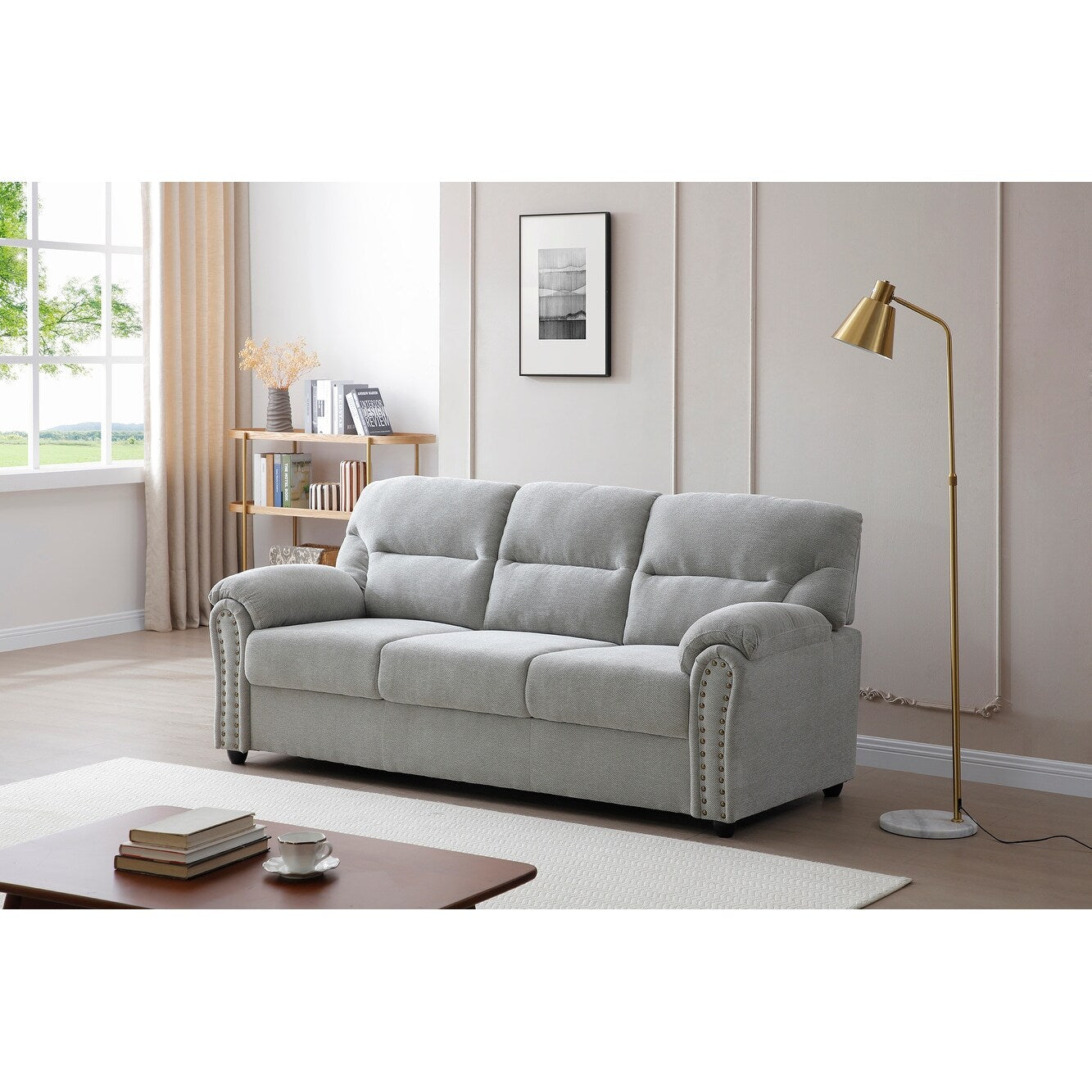 Divano dritto Hamilton da 82 pollici con braccioli pillow top in poliestere