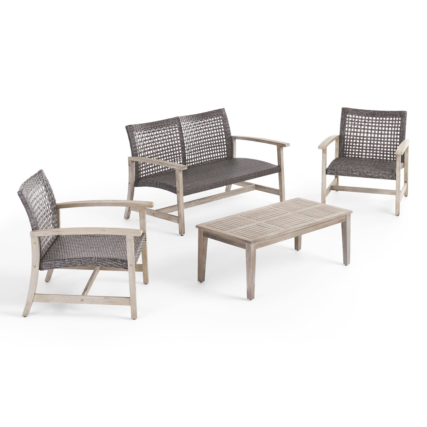 Set da esterno Hampton Outdoor da 4 pezzi in acacia di Christopher Knight Home