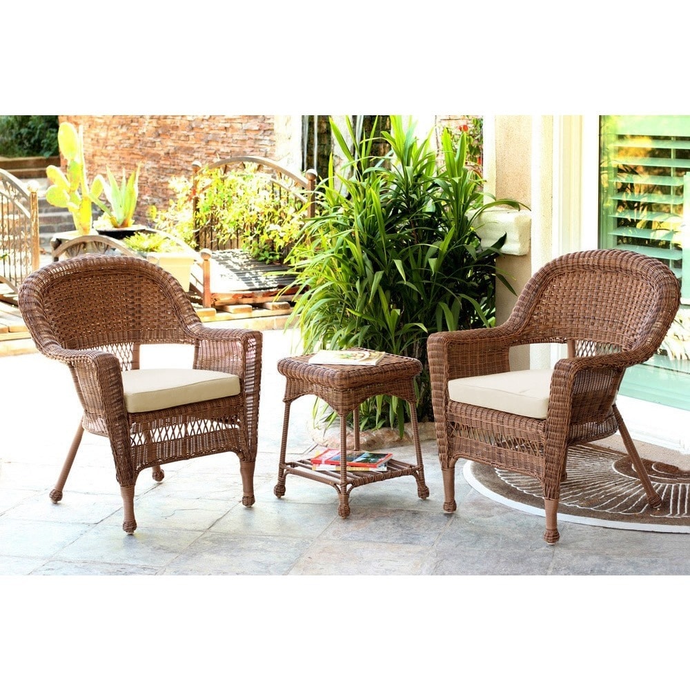 Set da bistrot Stillwater Honey Wicker da 3 pezzi di Havenside Home