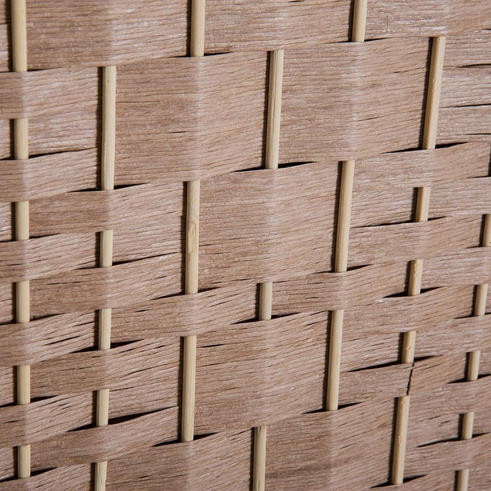 HomCom - Divisorio per la privacy a tre pannelli in vimini intrecciato alto 6' - Legno biondo naturale