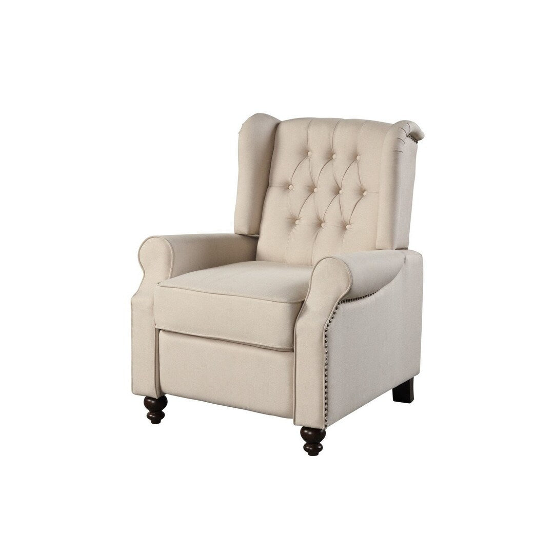 Poltrona reclinabile manuale HomeRoots 31 in microfibra beige