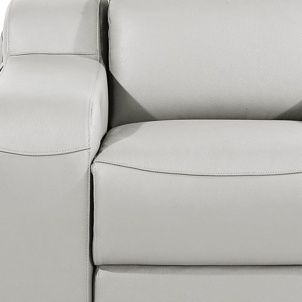 Poltrona reclinabile HomeRoots 41 in pelle italiana grigio chiaro con USB