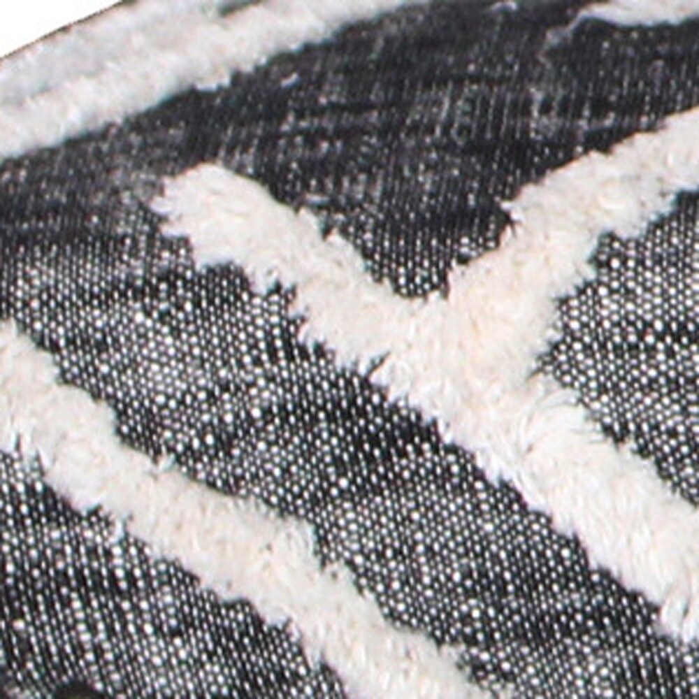 HomeRoots 47 Panca imbottita in cotone grigio e bianco effetto anticato - 47 x 18 x 16