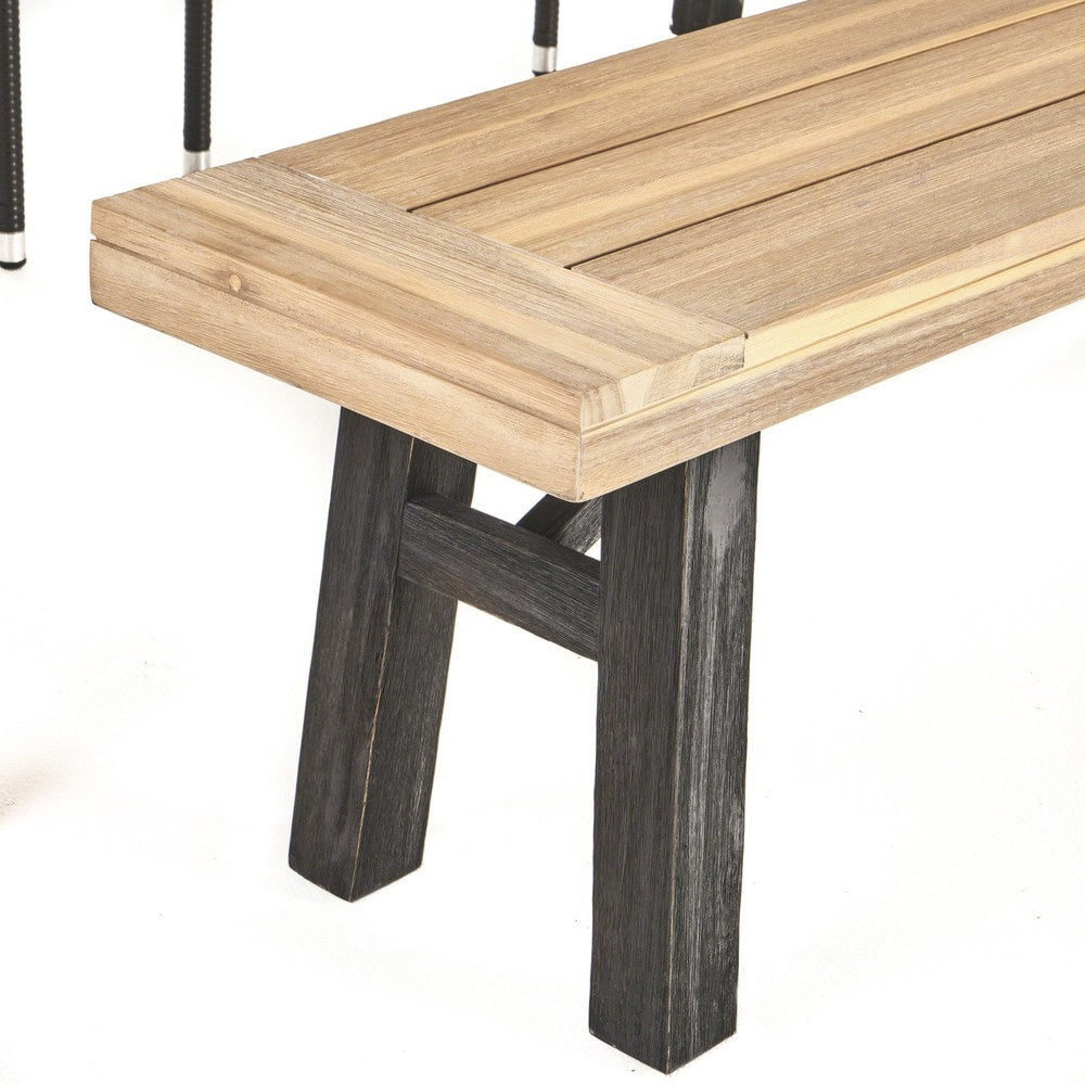 Set da pranzo rettangolare in vimini e legno Horton Outdoor da 6 pezzi con cuscini di Christopher Knight Home