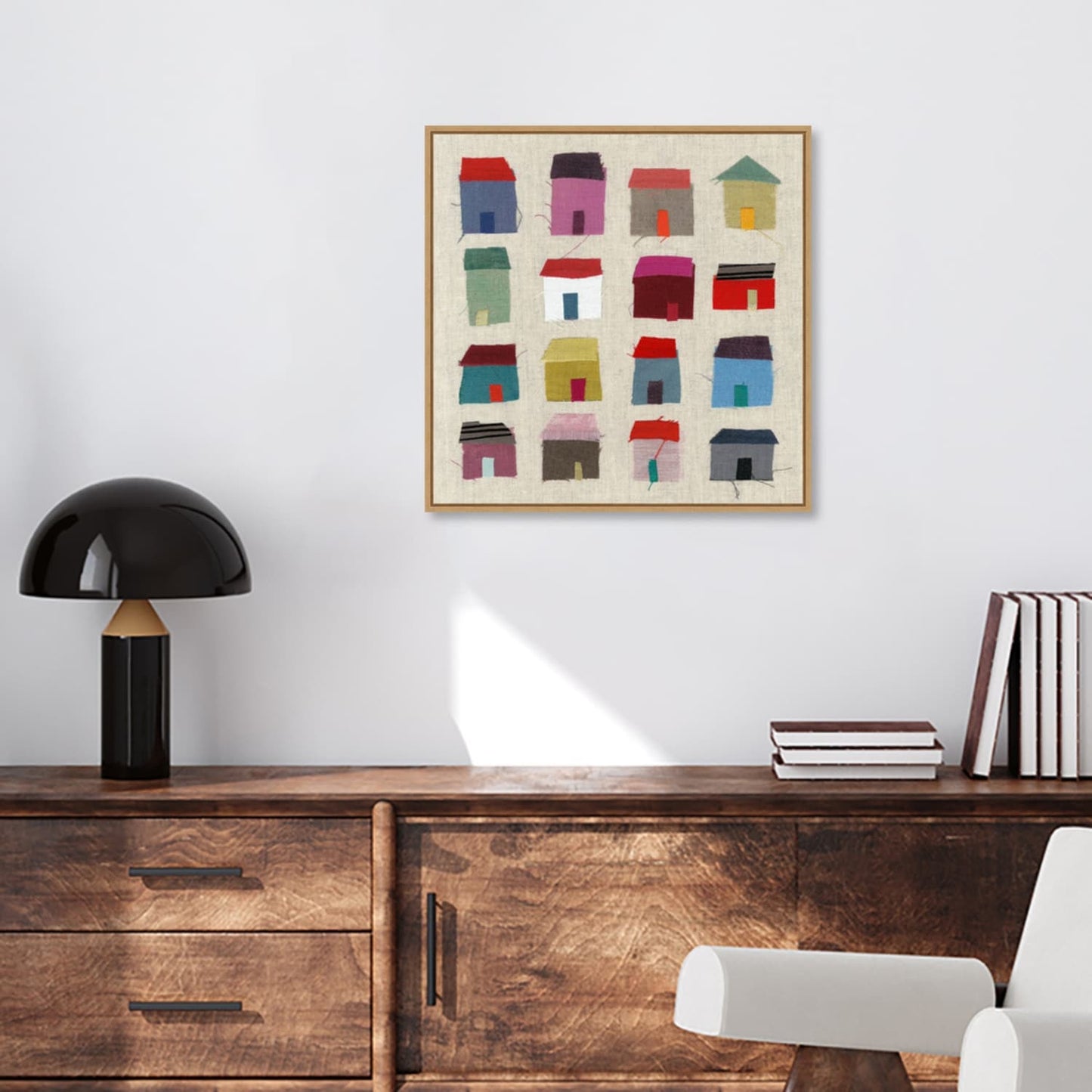 Stampa artistica su tela incorniciata "Houses" di Jenny Frean - Sylvie Maple