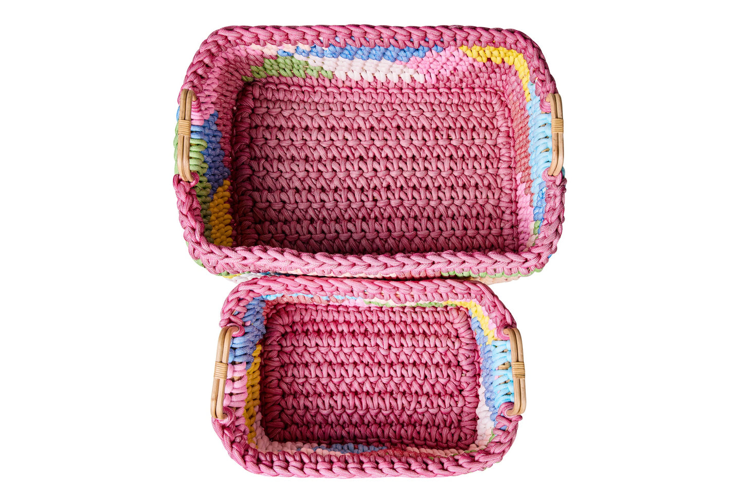 Ceste Maglia - Ceste Rettangolari Con Manici Rattan 1/2