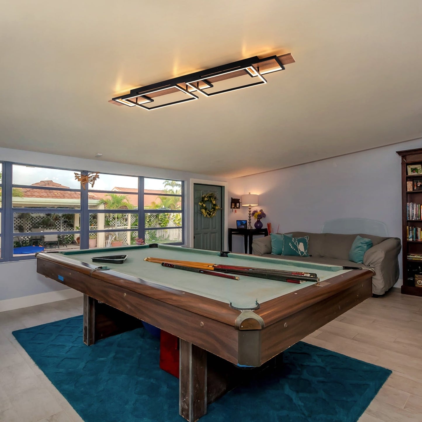 Lampada da soffitto semi-incassata a LED rettangolare in legno integrata per corridoio e ingresso