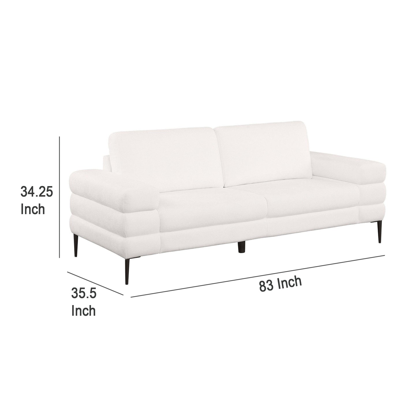 Divano Jese, 83 pollici, tessuto bianco avorio, braccioli in stile moderno