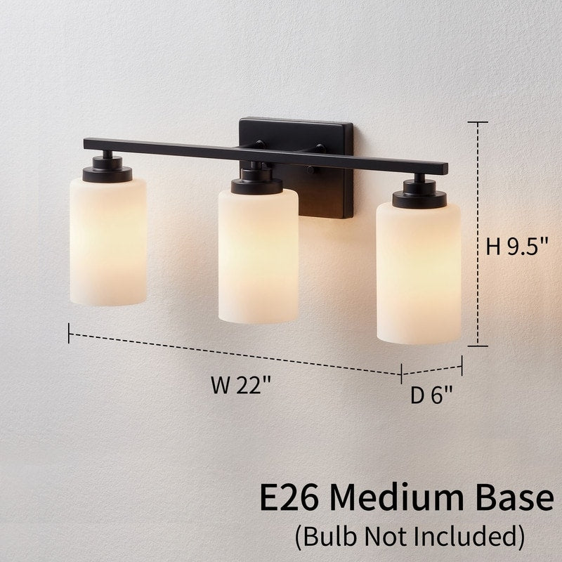 Lampada da bagno dimmerabile KAWOTI a 3 luci con vetro bianco satinato