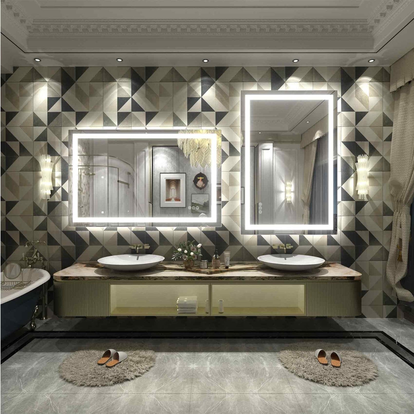 Specchio da bagno a LED antiappannamento super luminoso KIOTEE con retroilluminazione e illuminazione frontale, garanzia di 3 anni