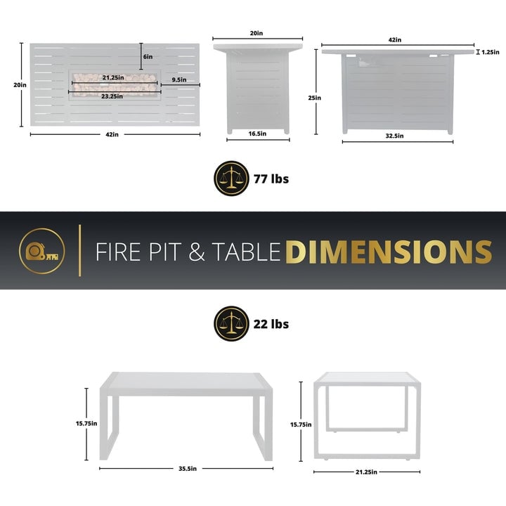 Set braciere da esterno Kinger Home Ore da 5 pezzi per patio