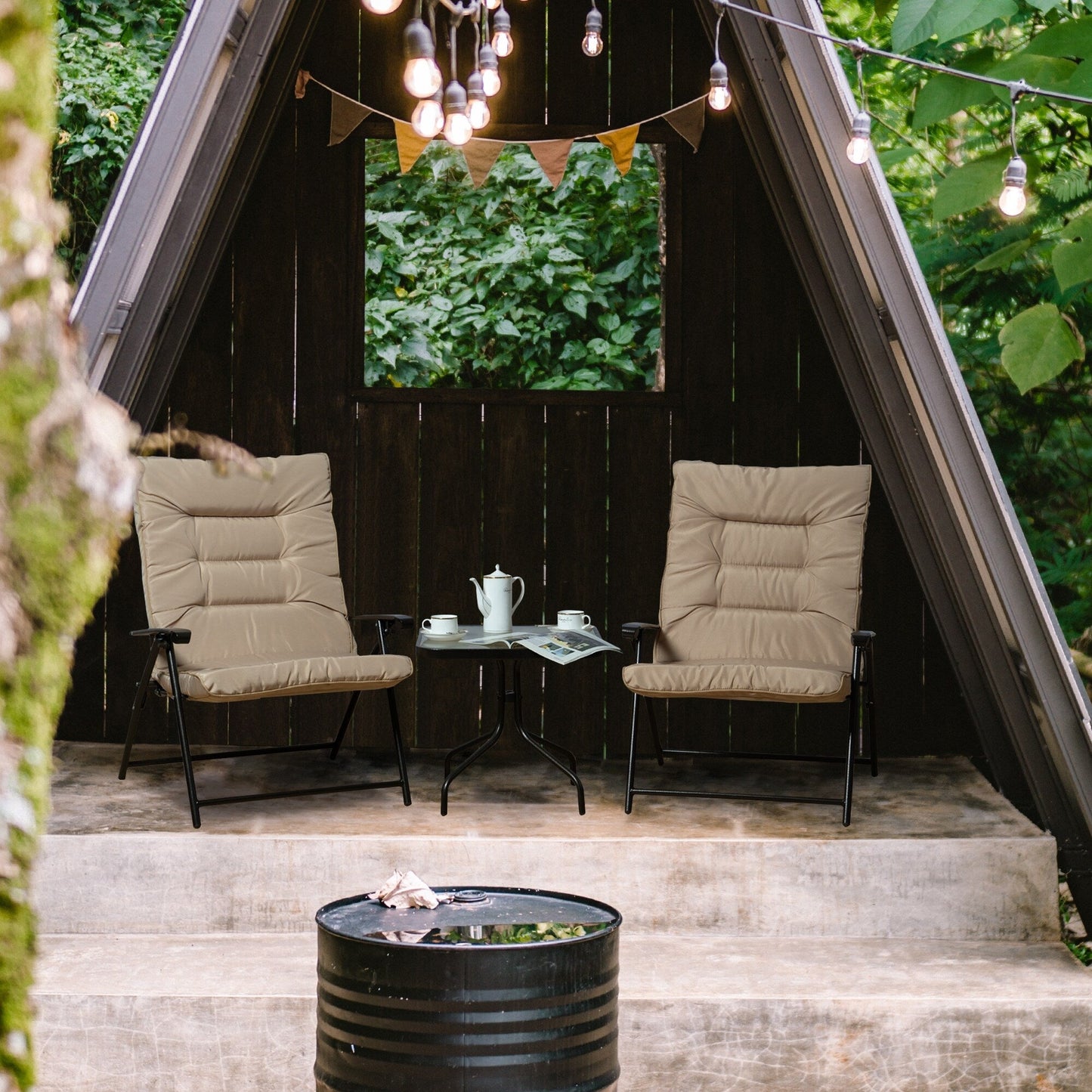 Kozyard Elsa 3 pezzi mobili da esterno per patio imbottiti pieghevoli set da bistrot