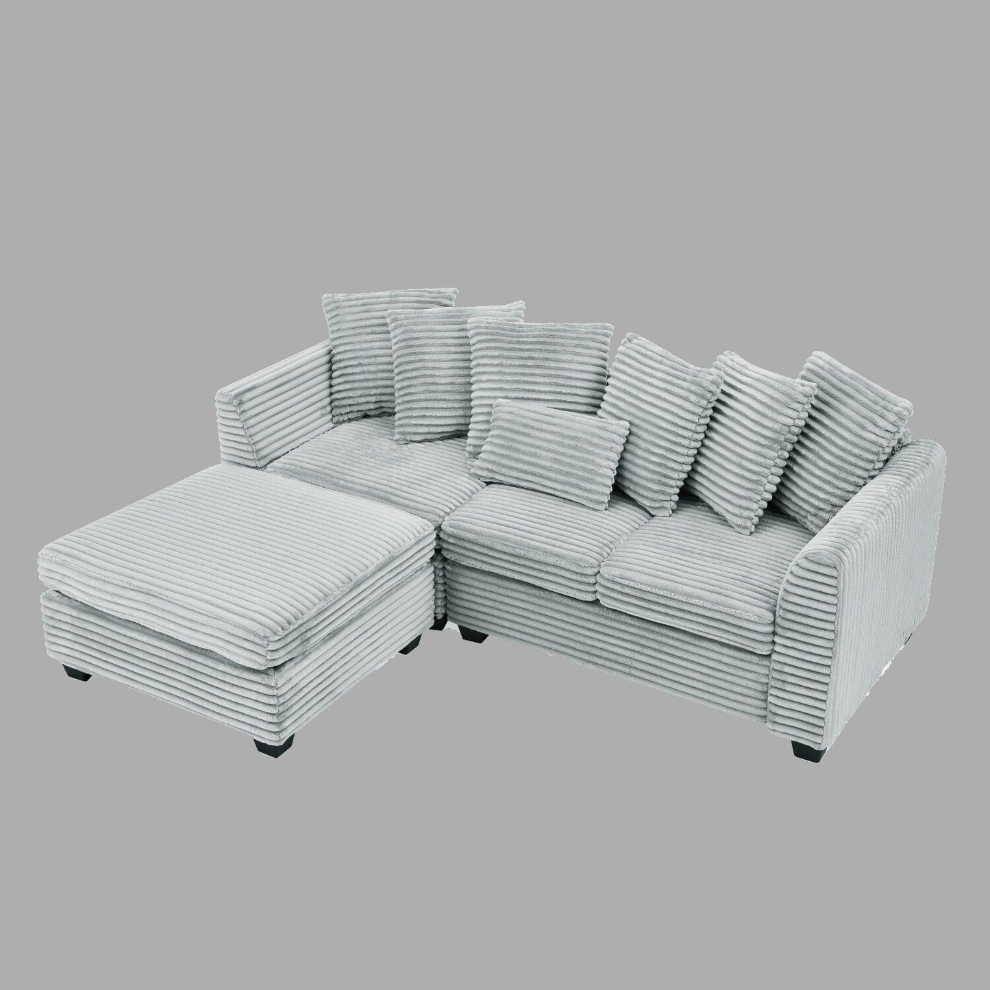 Divano letto componibile imbottito in velluto a coste a L, divano letto trasformabile con contenitore per soggiorno