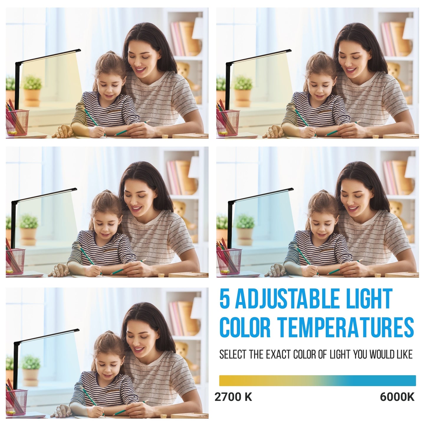 Lampada da scrivania a LED con porta di ricarica USB, interruttore dimmer per luce al tatto con temperatura del colore della luce regolabile automaticamente