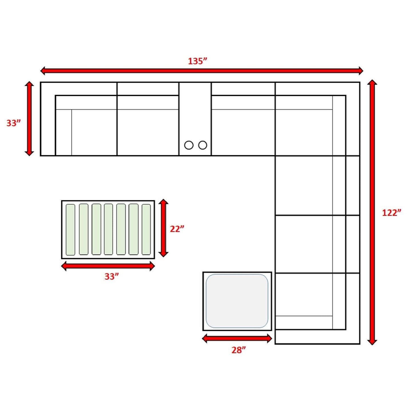Gruppo di sedute componibili LSI da 10 pezzi