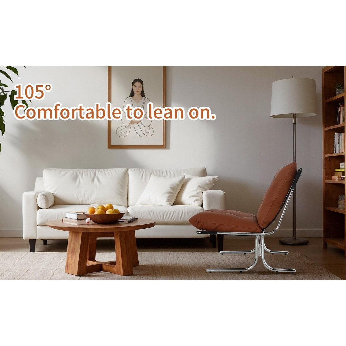 Poltrona in pelle, sedia moderna con schienale alto, sedie da soggiorno con gambe in metallo e imbottitura morbida, poltrone