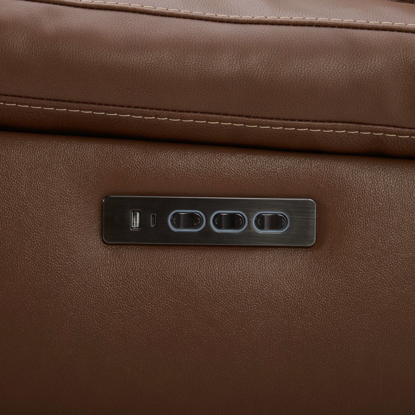 Divano reclinabile elettrico Cameron di Liberty Furniture in pelle marrone - Larghezza 89 x Profondità 39 x Altezza 41