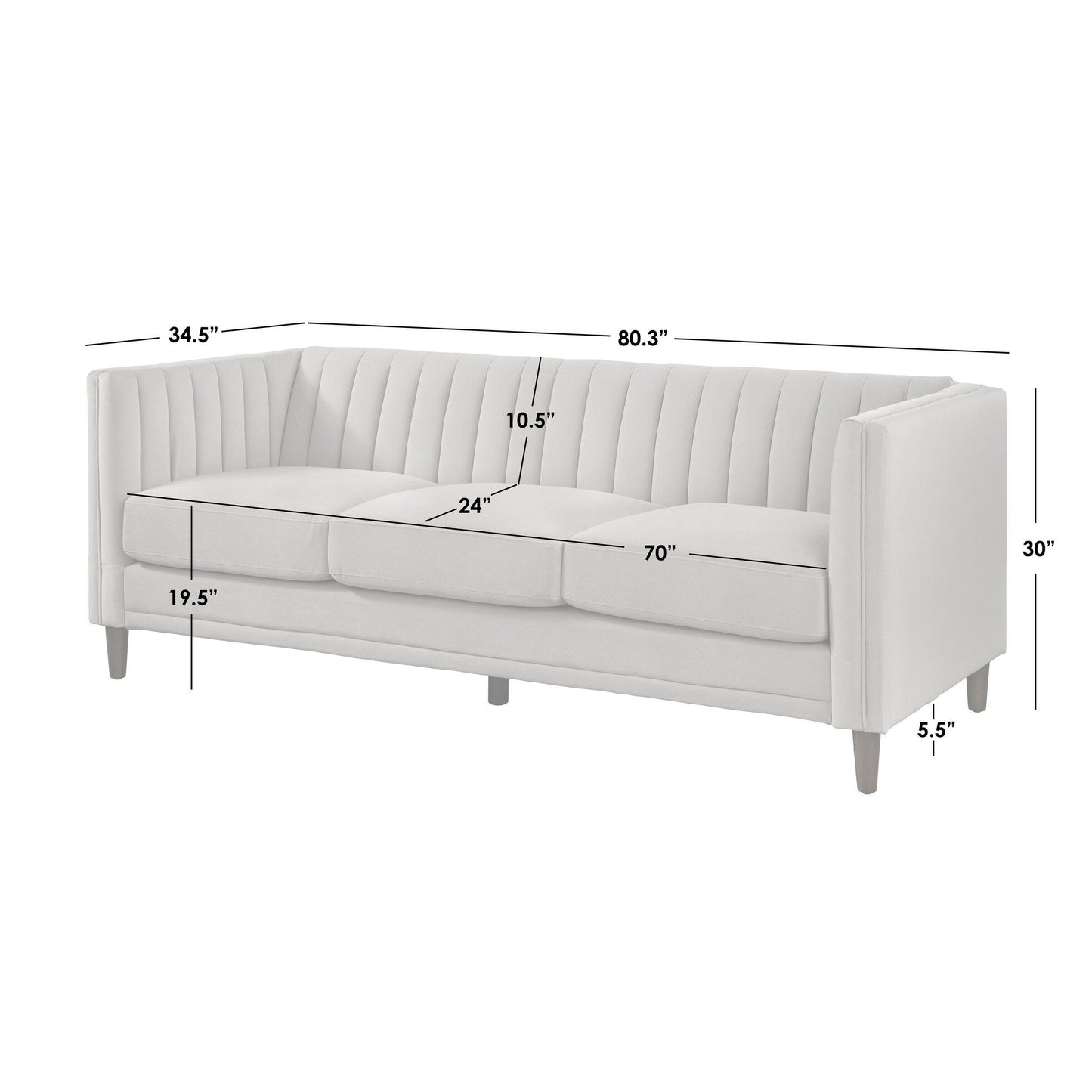 Divano Tuxedo con schienale a canale Lifestorey Paxton