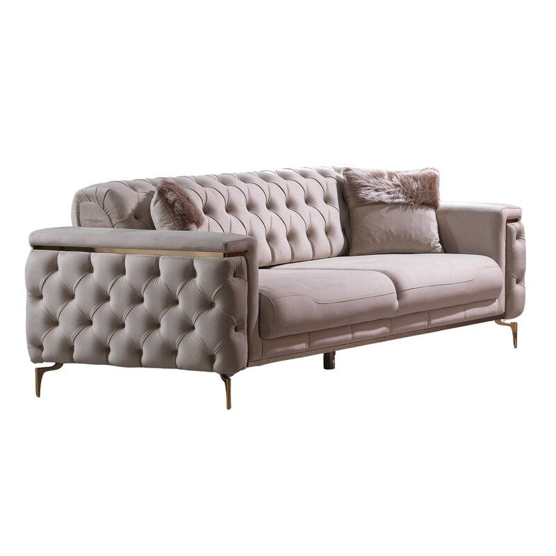 Divano imbottito Lincove - Tessuto impermeabile e antimacchia - Costruzione durevole - Beige