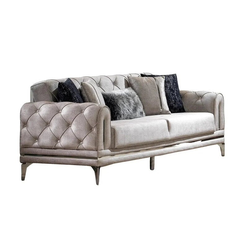 Divano imbottito in velluto Lincove - Struttura resistente - Grigio