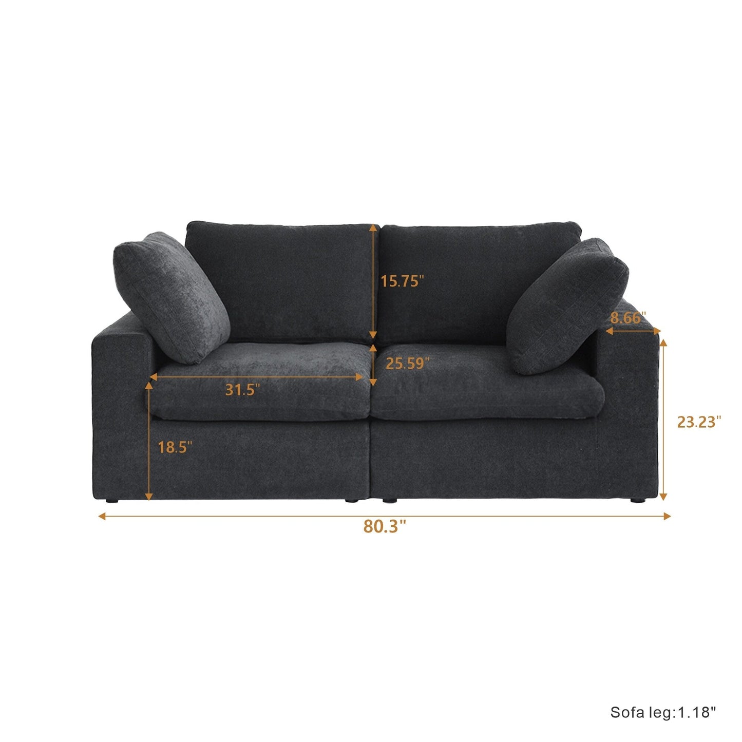 Divano componibile in lino, divano moderno imbottito a due posti