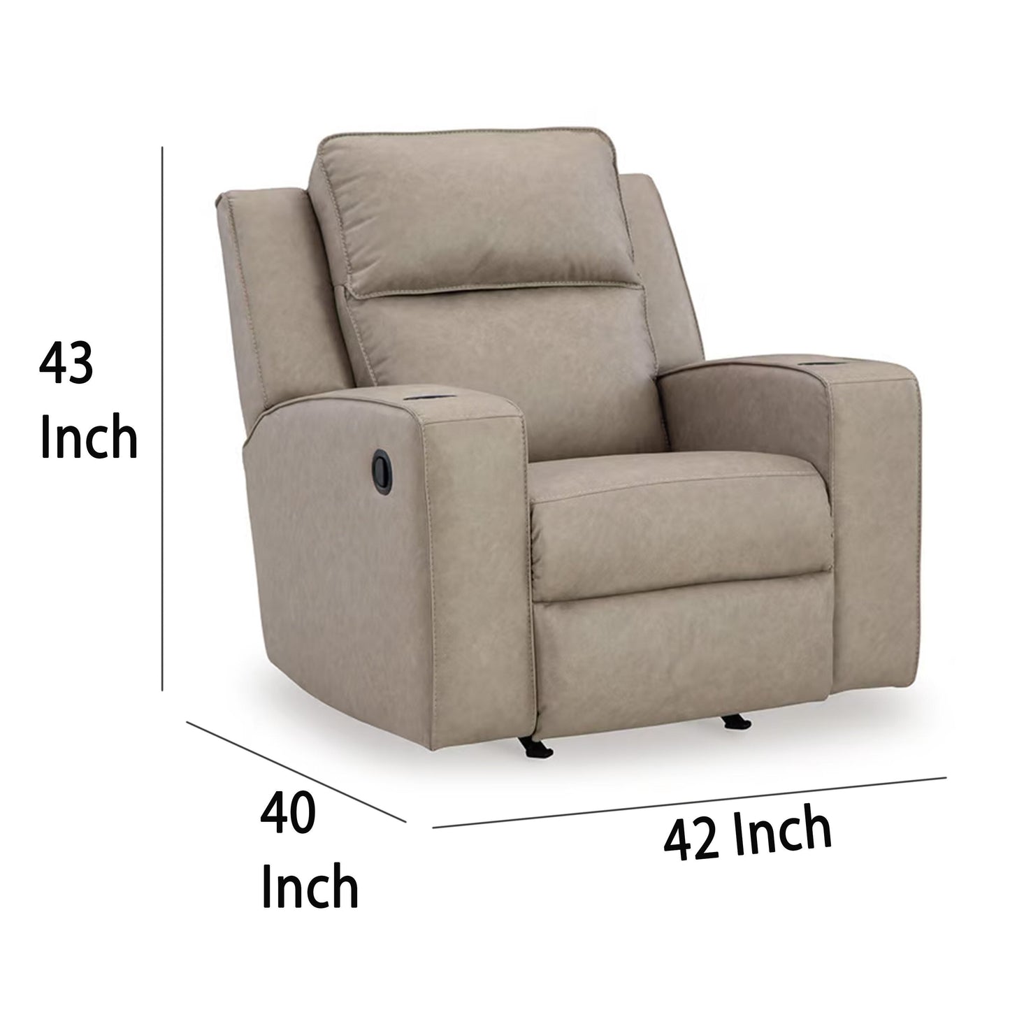 Poltrona reclinabile manuale Livie, portabicchieri, similpelle beige grigia