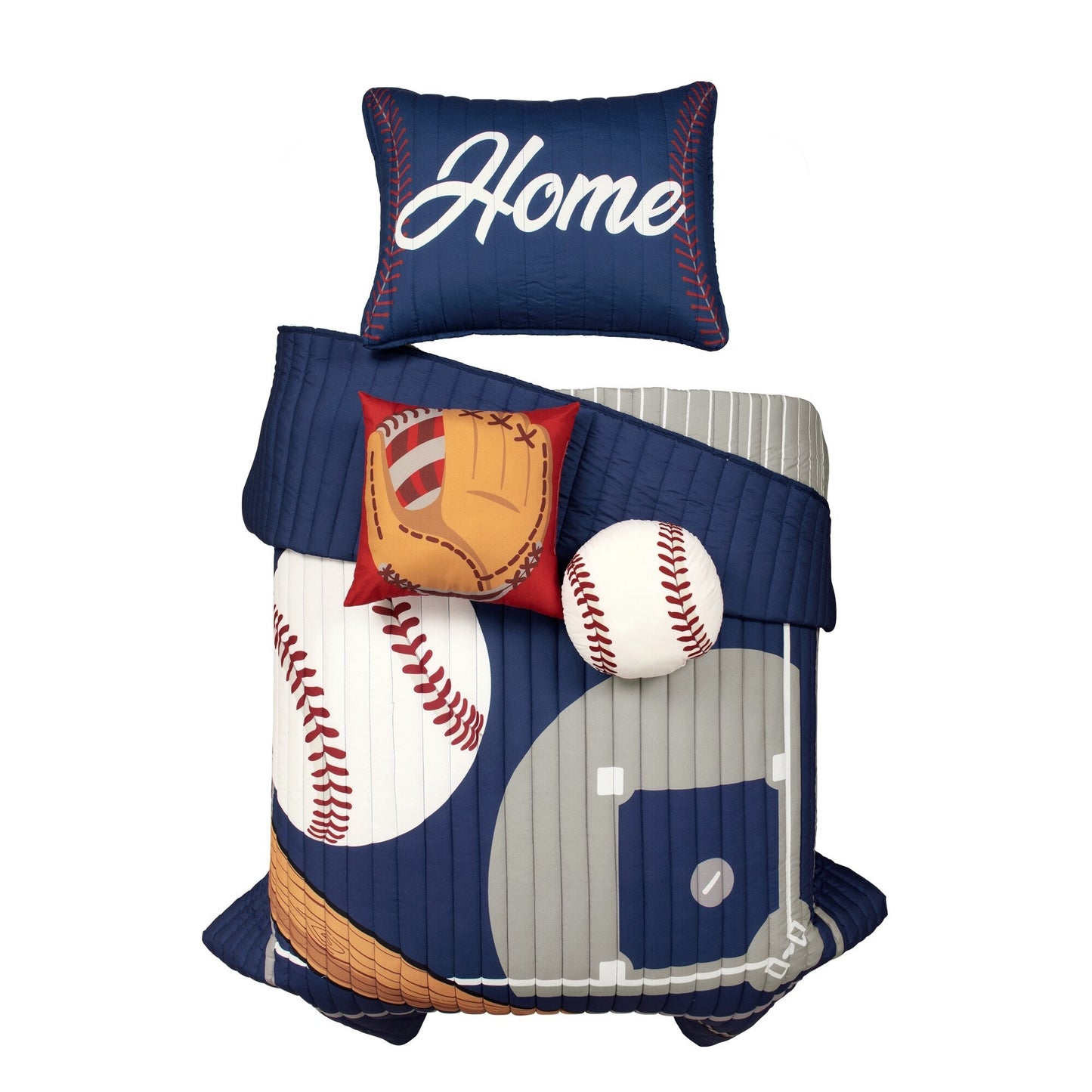 Trapunta reversibile per bambini oversize Lush Decor Baseball Game