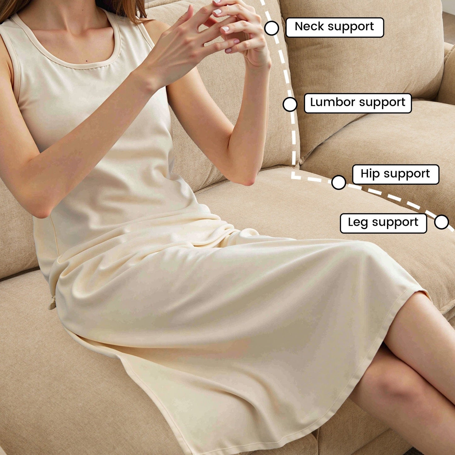 Divano di lusso a 4 posti e poggiapiedi: comfort ultra-morbido e multi-stanza