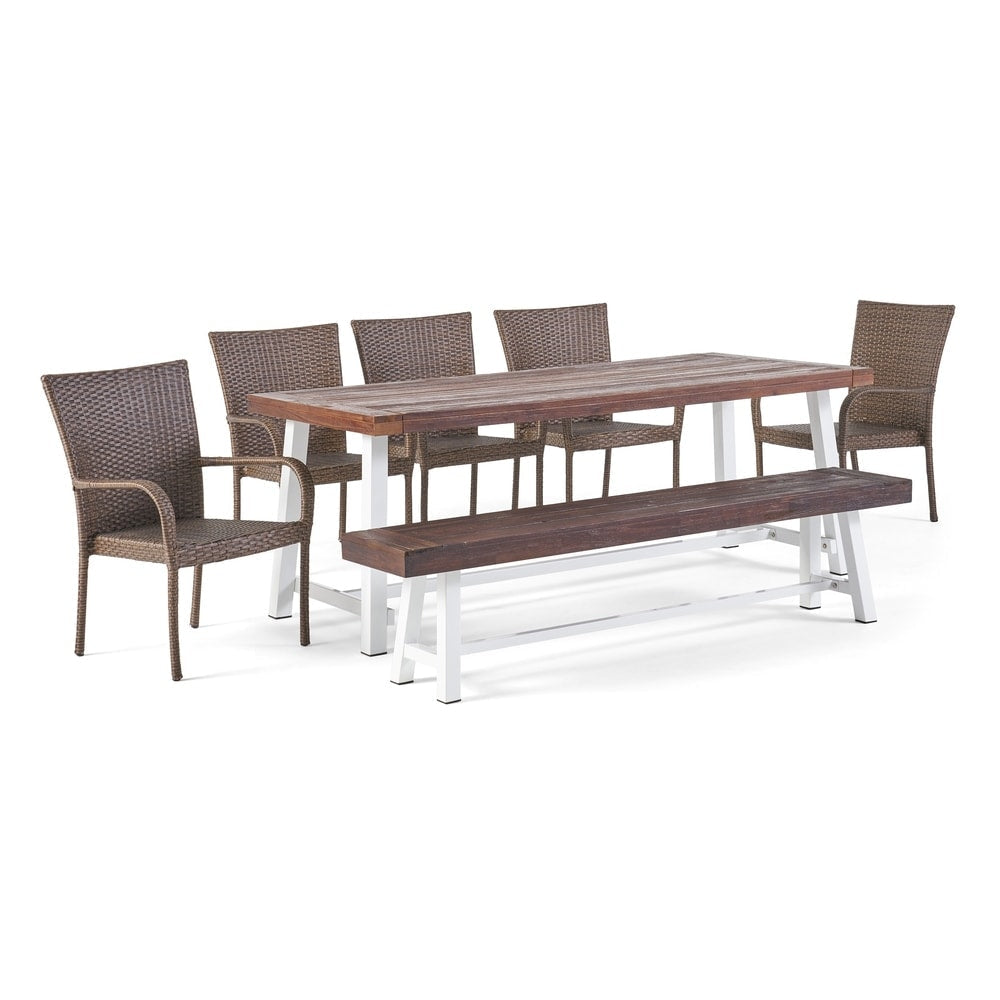 Set da pranzo rustico da 8 posti Lyons Outdoor di Christopher Knight Home