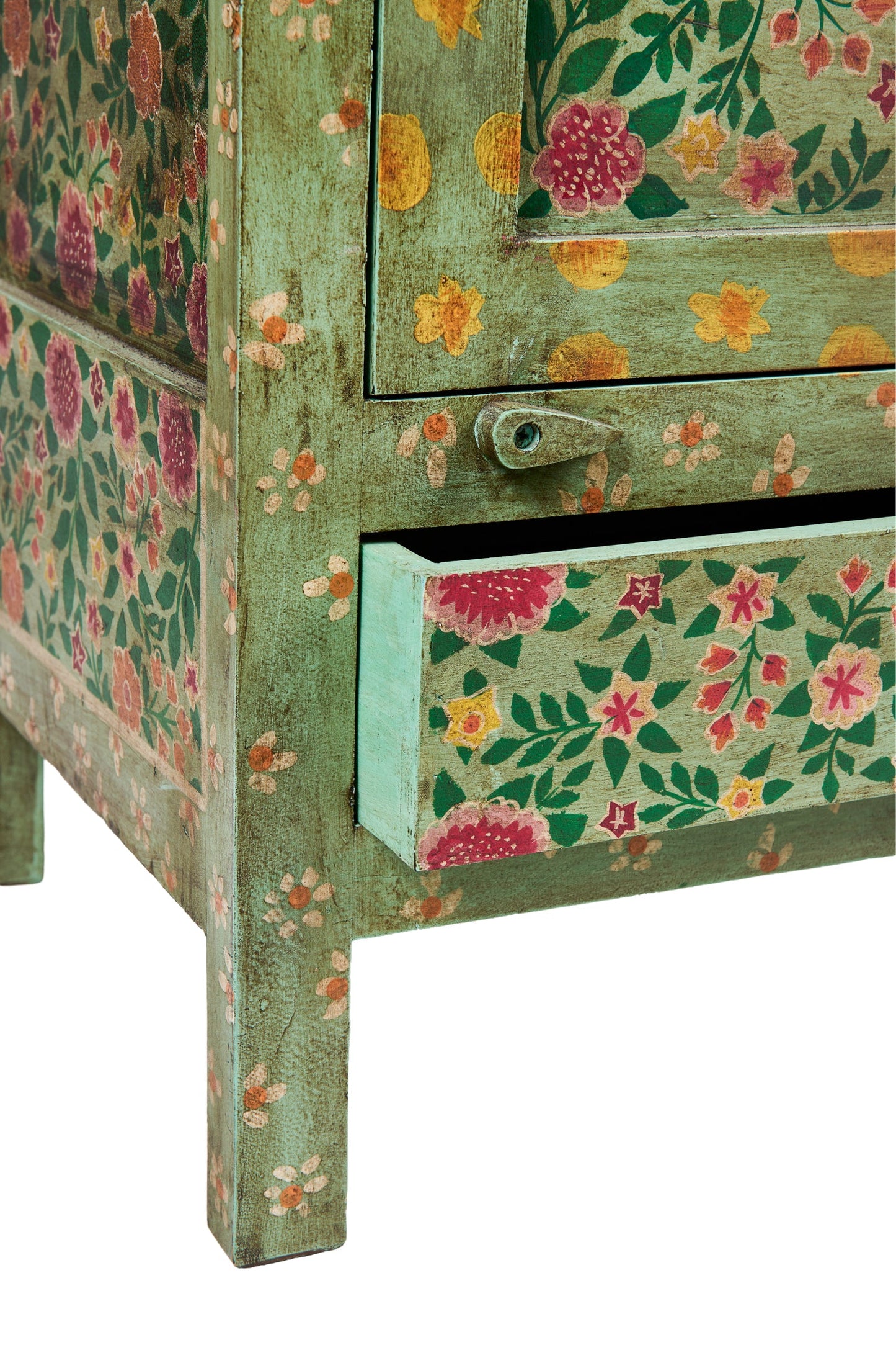Frida - Fiori Cabinet Con Sportello E Cassetto dipinto a mano