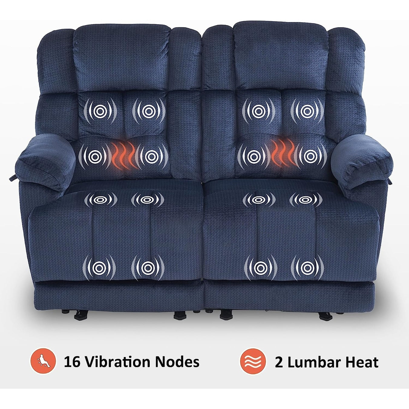 Divano a due posti reclinabile elettrico MCombo con riscaldamento e massaggio, tessuto 6237