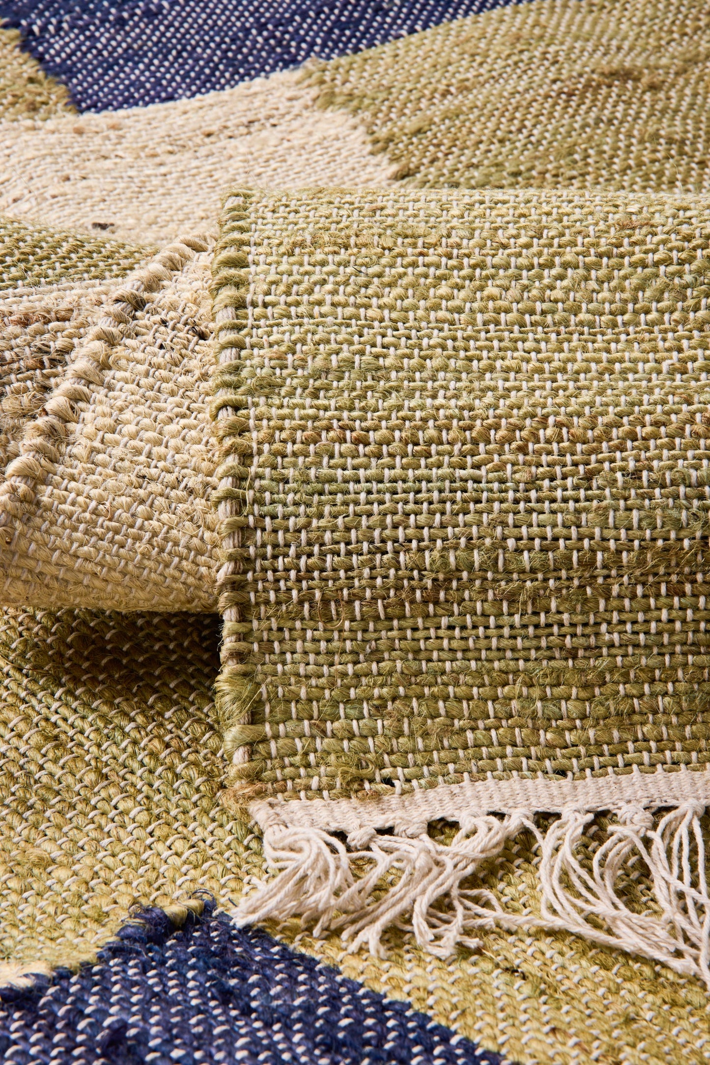 Adana - Tappeto 140X200 Patch Verde,Blu, Naturale