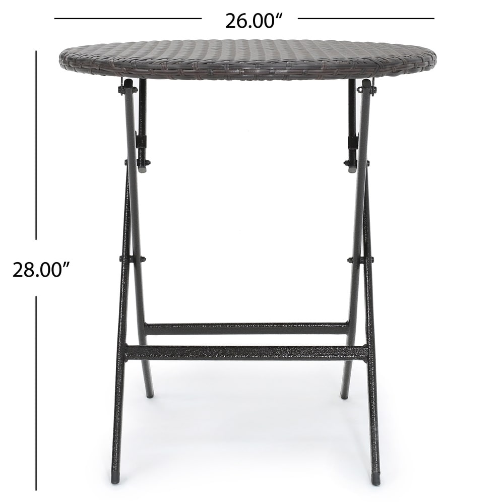 Set da pranzo bistrot Malaga Outdoor da 3 pezzi in vimini rotondo con cuscini di Christopher Knight Home