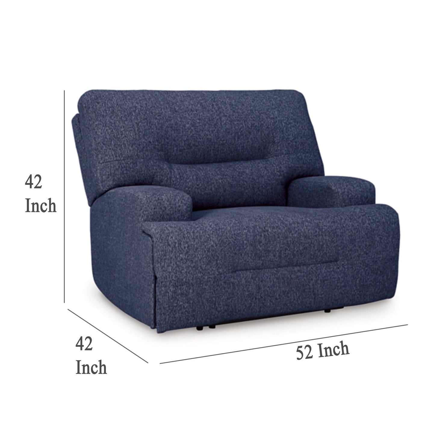 Poltrona reclinabile elettrica Marissa Wide Seat, in morbido poliestere blu navy