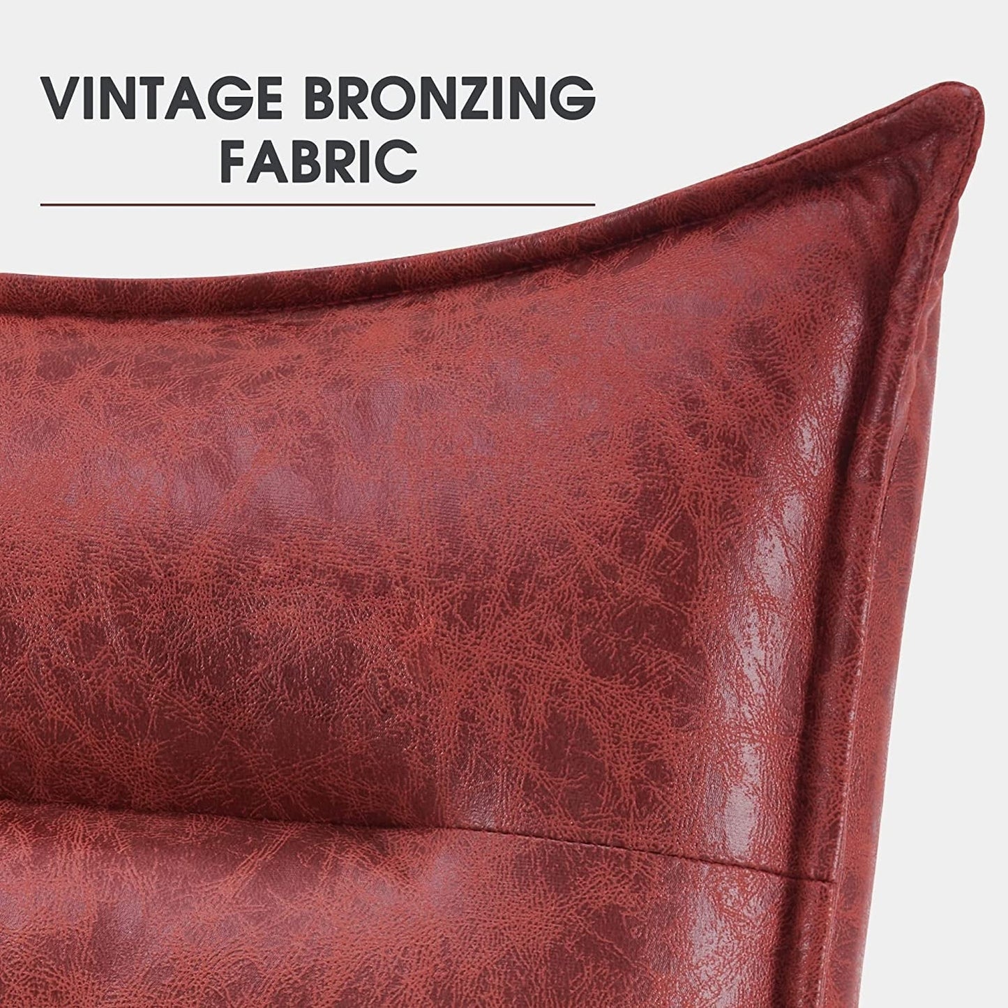 Sedia moderna MCombo con pouf, sedie da svago imbottite in tessuto bronzato