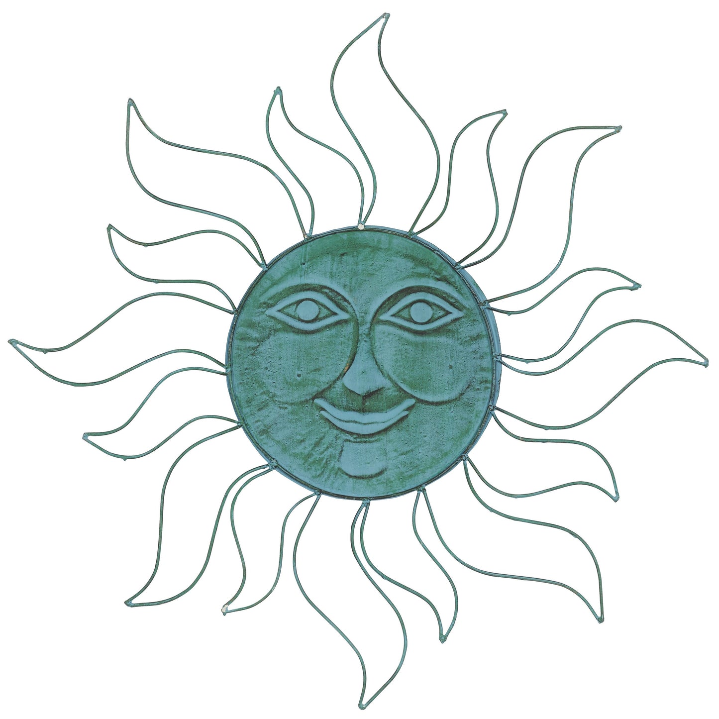 Decorazione da parete per interni ed esterni in metallo con sole e cornice in filo metallico - Verde acqua - Roche River Decor