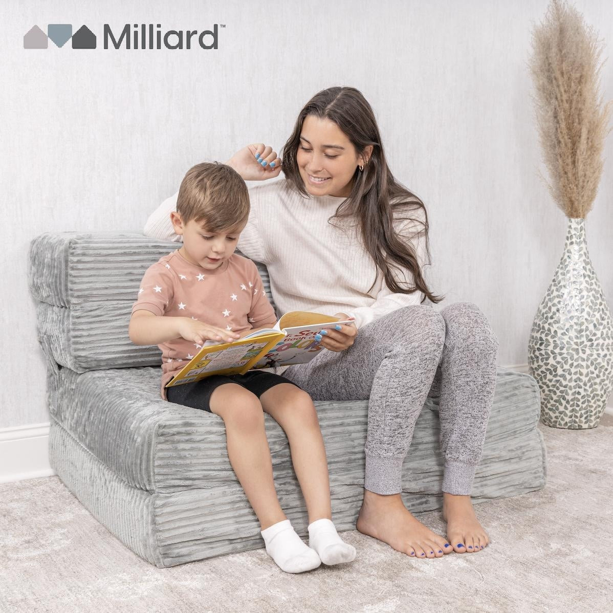 Materasso per divano pieghevole Milliard, materasso pieghevole in memory foam con fodera in pelliccia a coste ultra morbida e lavabile, misura singola (grigio)