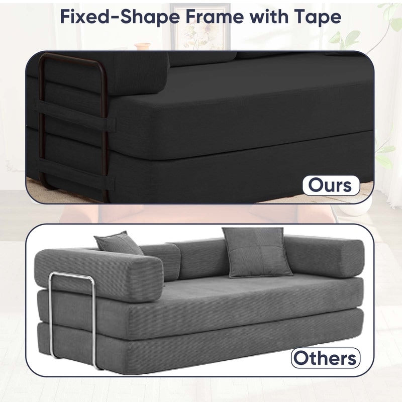 Divano letto estraibile trasformabile Mixoy con braccioli mobili, divano con materasso pieghevole, divano letto rimovibile e lavabile.