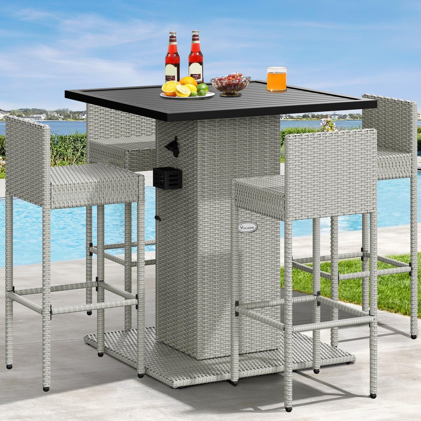 Set da bar in vimini per mobili da esterno Moasis da 5 pezzi - 5 pezzi