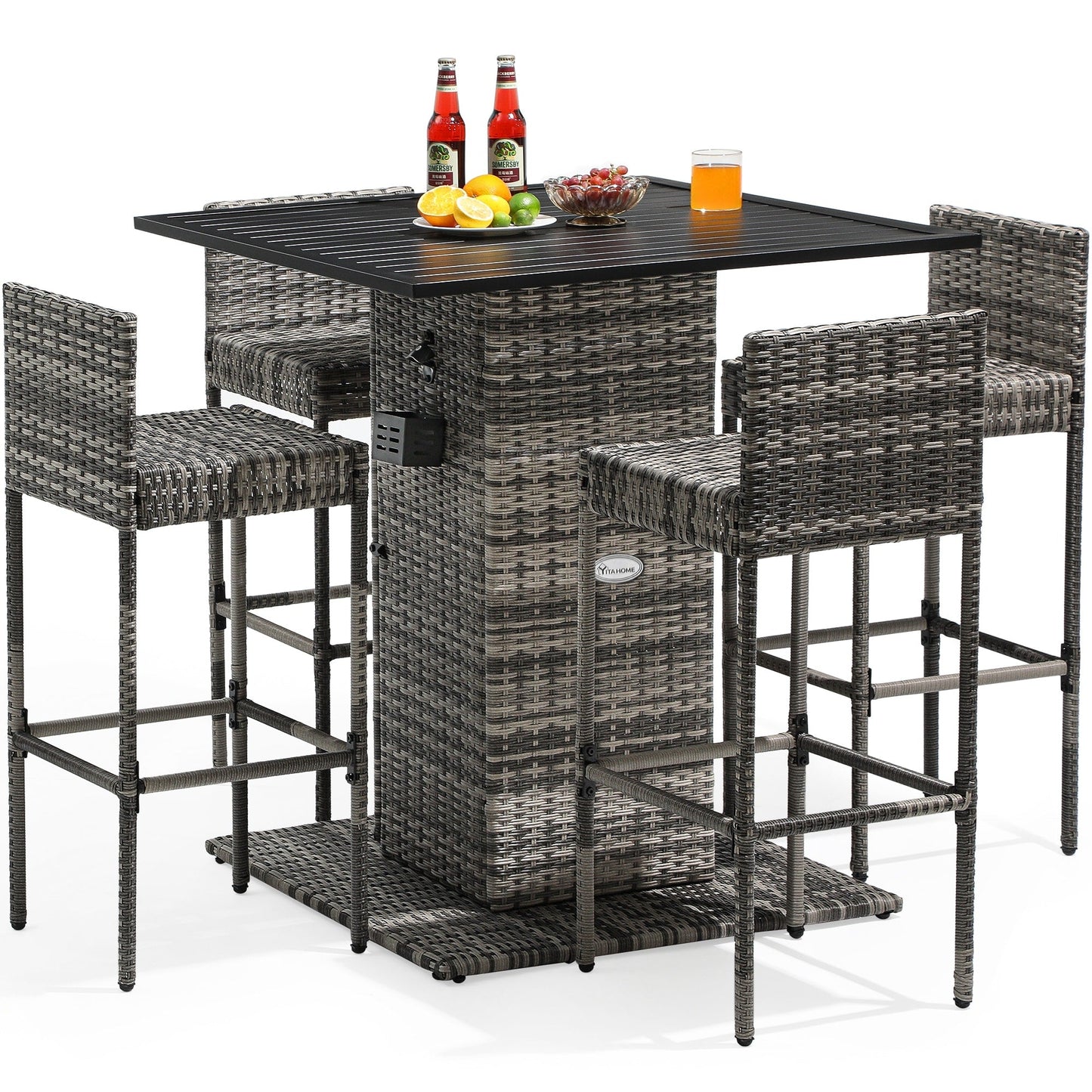 Set da bar per patio in vimini Moasis da 5 pezzi - 5 pezzi