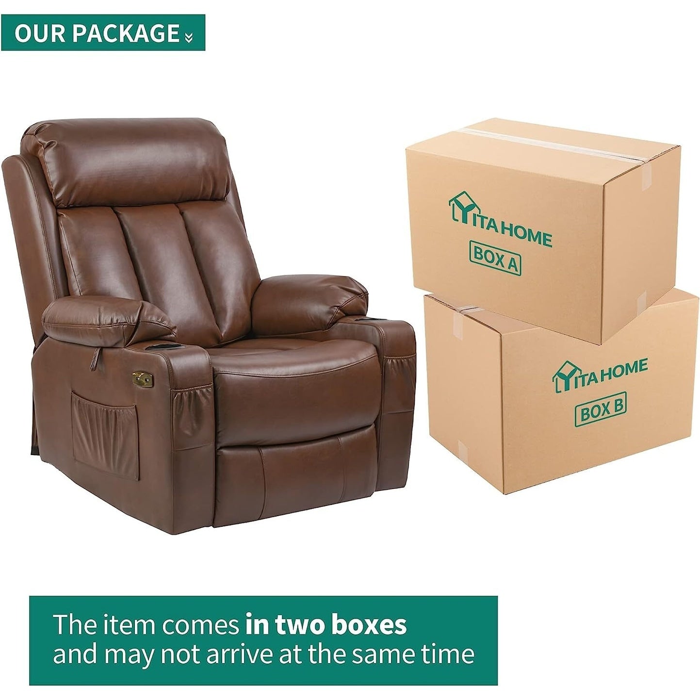 Poltrona reclinabile elettrica Moasis con massaggio termico