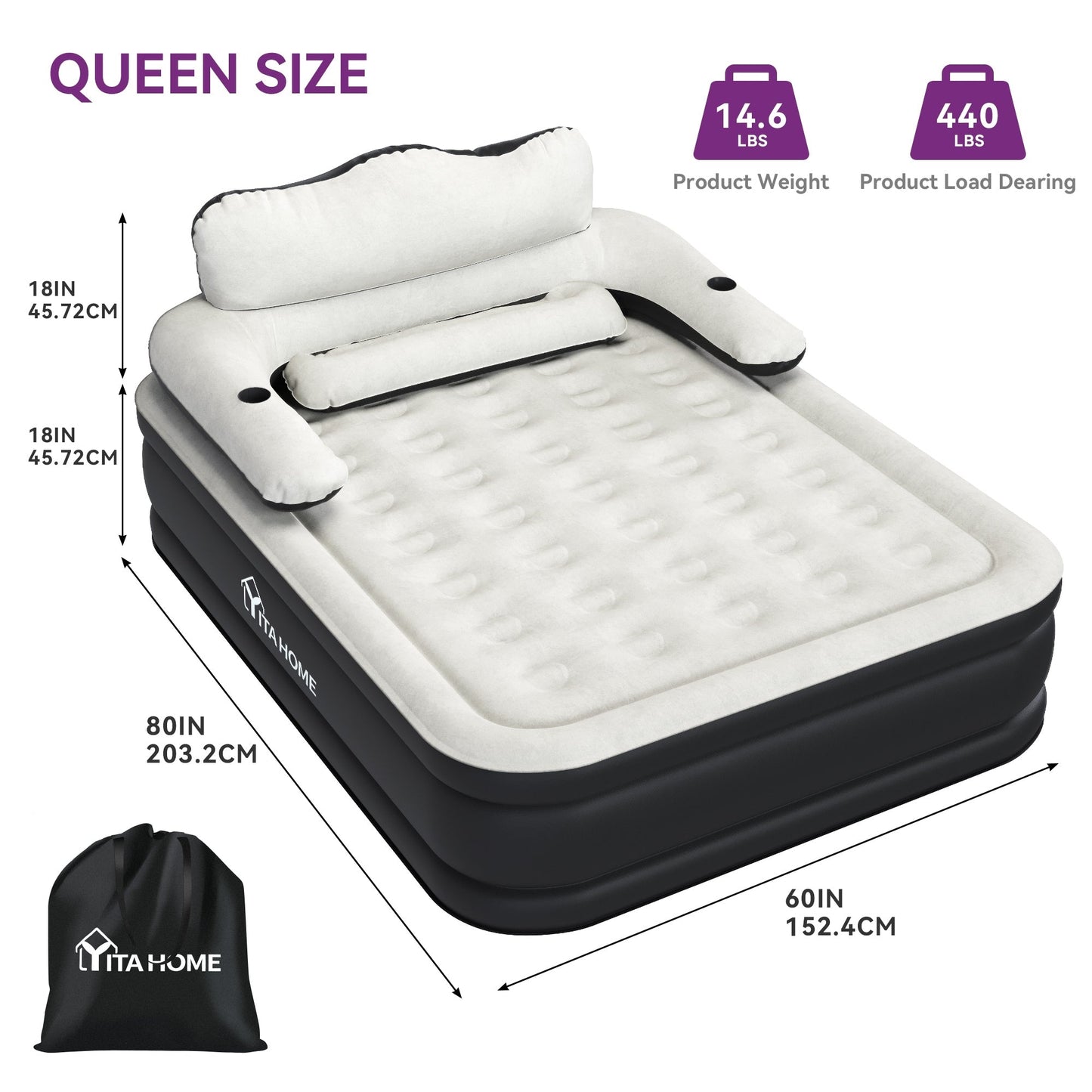 Materasso ad aria Moasis Queen Size con testiera