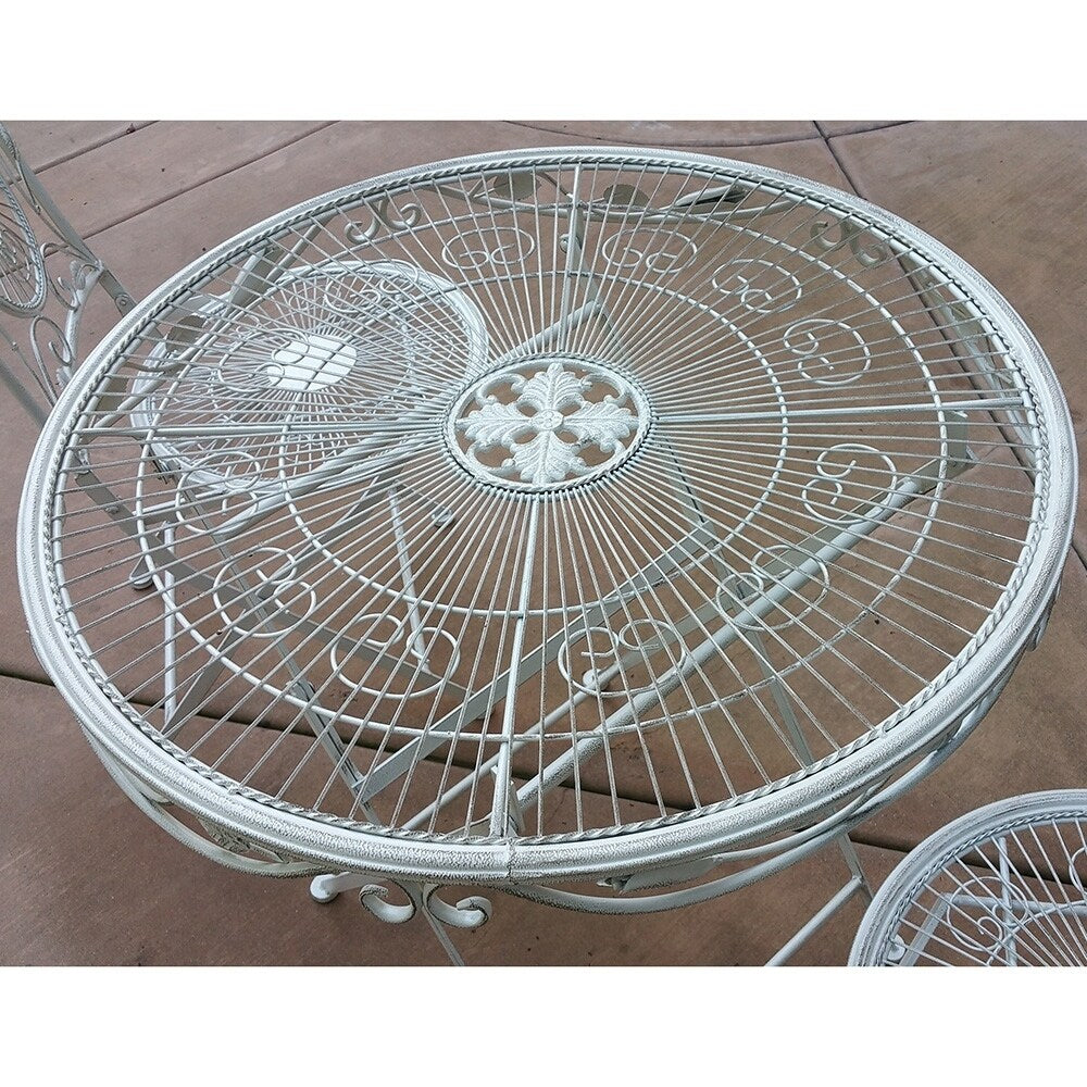 Modern Home Bordeaux Set da bistrot pieghevole in ferro anticato da 3 pezzi